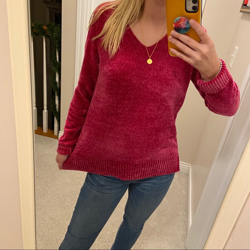 Pink chenille sweater